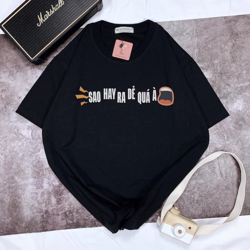 Unisex T-shirt Print Word ‘Sao hay ra de qua’